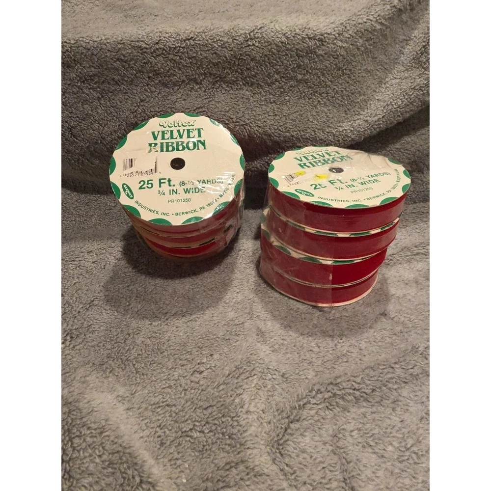 Veltex Red Velvet Ribbon 200 Ft Total (8- 25 Ft Rolls) Holiday Decor Elegant